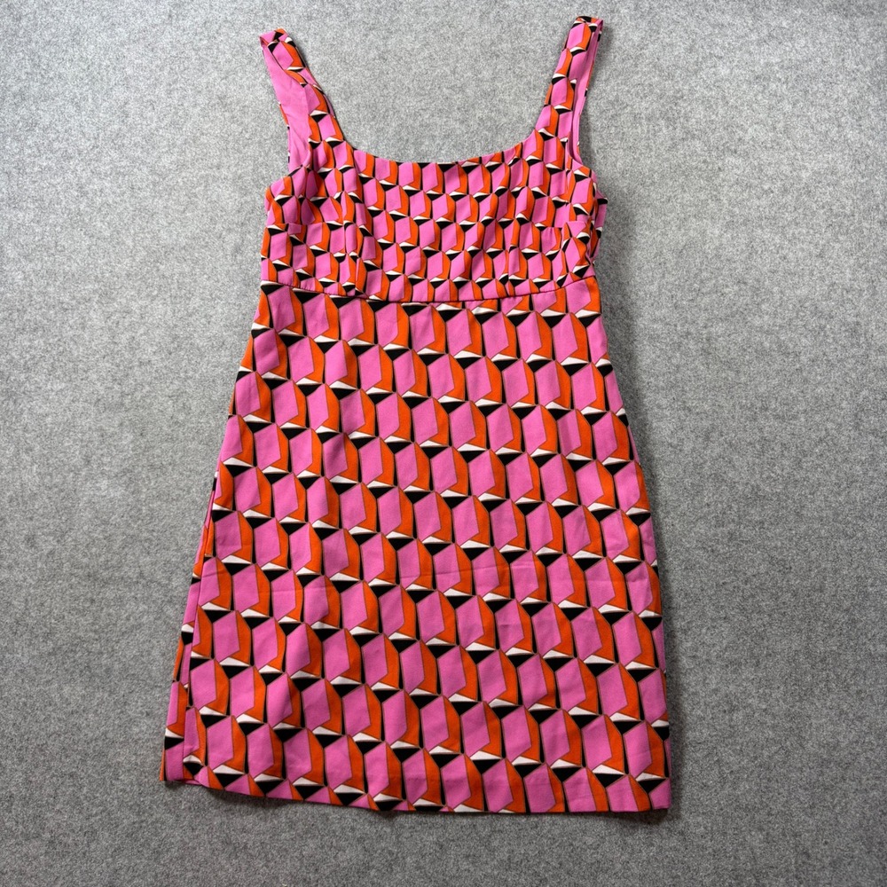 Diane von Furstenberg Womens DVF Target Shift Dress 8 Pink Geometric Sleeveless